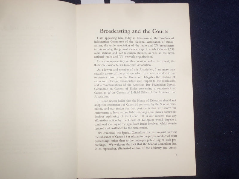 1958 A STATEMENT BY ROBERT D. SWEZEY BEFORE THE AMERICAN BAR ASSOCIATION -J 9485