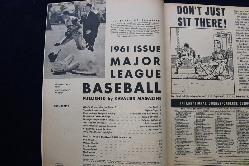 1961 MAJOR LEAGUE BASEBALL MAGAZINE - WHY THE GIANTS FLOPPED. COVER - E 11892