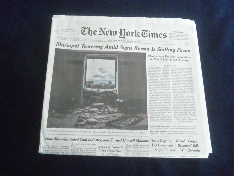 2022 MARCH 28 NEW YORK TIMES-MARIUPOL TEETERING AMID SIGNS RUSSIS SHIFTING FOCUS