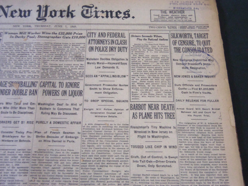 1923 JUNE 7 NEW YORK TIMES - SILKWORTH TARGET OF CENSURE - NT 5858