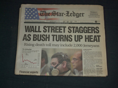 2001 SEPTEMBER 18 THE STAR-LEDGER NEWSPAPER - WALL STREET STAGGERS - NP 3477