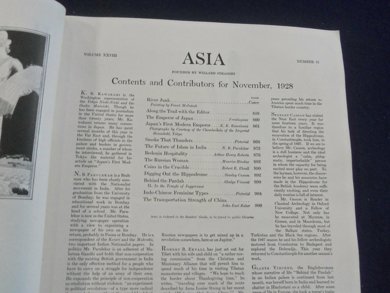 1928 NOVEMBER ASIA MAGAZINE - GREAT PHOTOS, STORIES & ADS - SP 1223J