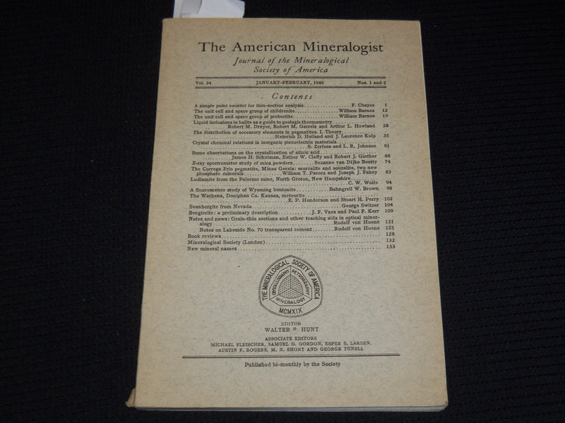 1949 JANUARY/FEBRUARY THE AMERICAN MINERALOGIST JOURNAL MAGAZINE - SP 4863M