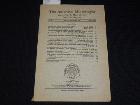 1949 JANUARY/FEBRUARY THE AMERICAN MINERALOGIST JOURNAL MAGAZINE - SP 4863M