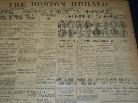 1906 NOVEMBER 16 THE BOSTON HERALD - BOSTON PRIMARIES FURNISH SURPRISES - BH 135