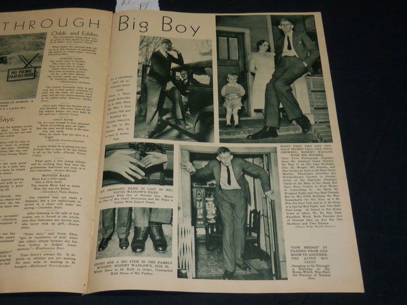 1935 JUNE 8 MID-WEEK PICTORIAL MAGAZINE SECTION - QUEEN MARY - WADLOW - NP 4520