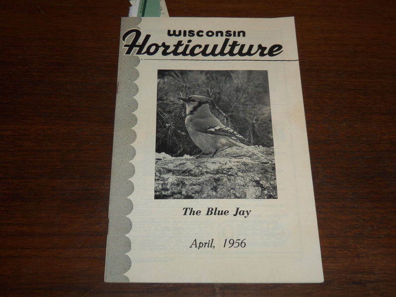 1956 APRIL WISCONSIN HORTICULTURE MAGAZINE - THE BLUE JAY COVER - K 1121