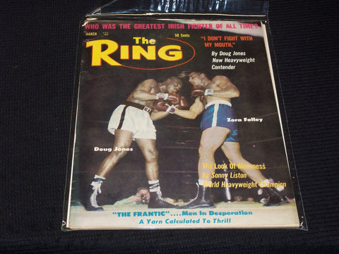 1963 MARCH THE RING MAGAZINE - JONES FOLLEY BOXING COVER - E 3408
