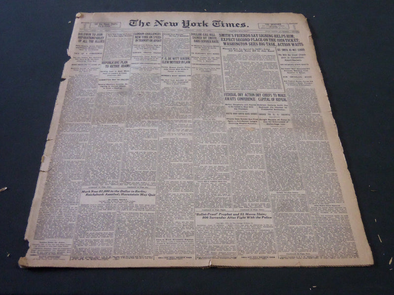 1923 JUNE 3 NEW YORK TIMES - SMITH'S FRIENDS EXPECT SECOND PLACE - NT 5857