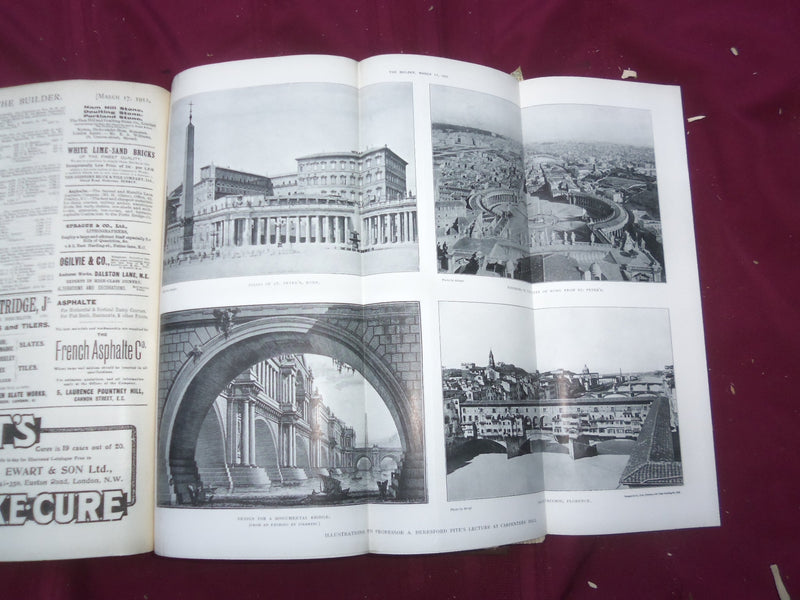 1911 JAN-DEC THE BUILDER U. K. MAGAZINE BOUND VOLUMES - 2 VOLS - FOLD OUTS- C 34