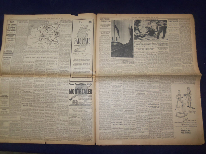 1940 MAY 20 NEW YORK TIMES - CHURCHILL WARNS BLOW AT BRITAIN IS COMING - NP 6493