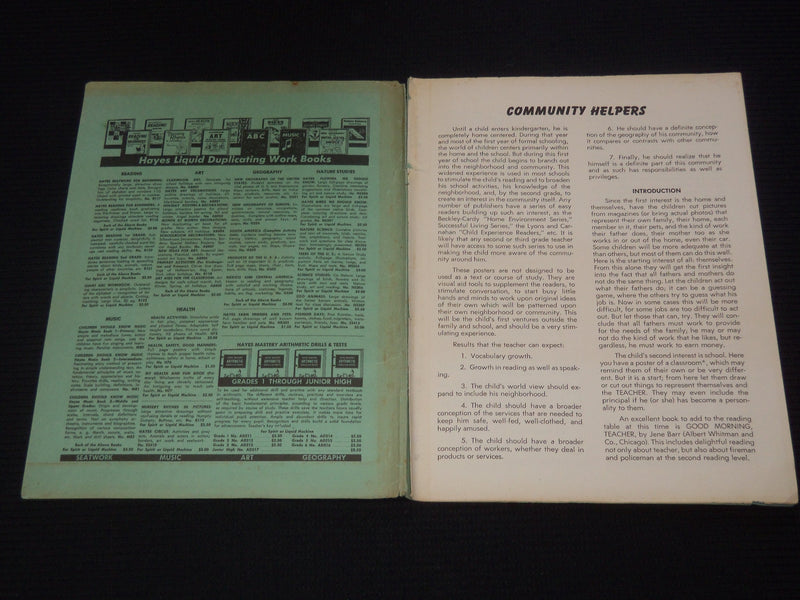 1958 HAYES COMMUNITY HELPERS IN COLOR - 12 CARDBOARD ILLUSTRATIONS - O 2351H