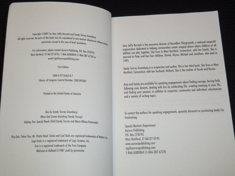 2001 ACCIDENTAL COURAGE BOUNDLESS DREAMS BOOK INSCRIBED BY BARZACH - KD 7769