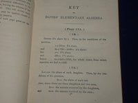 1858 A KEY TO DAVIE'S ELEMENTARY ALGEBRA BOOK - STATEMENTS & SOLUTIONS - KD 2150