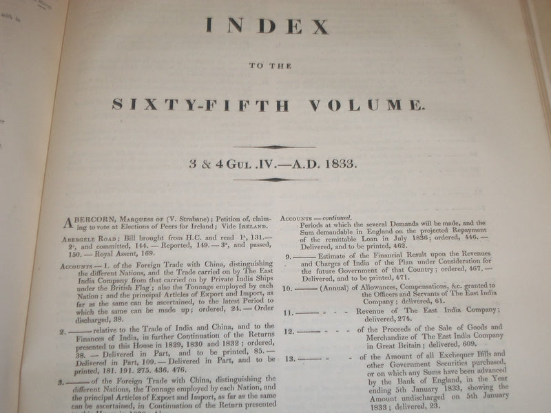 1833 JOURNALS OF THE HOUSE OF LORDS VOLUME NO. 65 - GULIELMI QUARTI - KD 4B