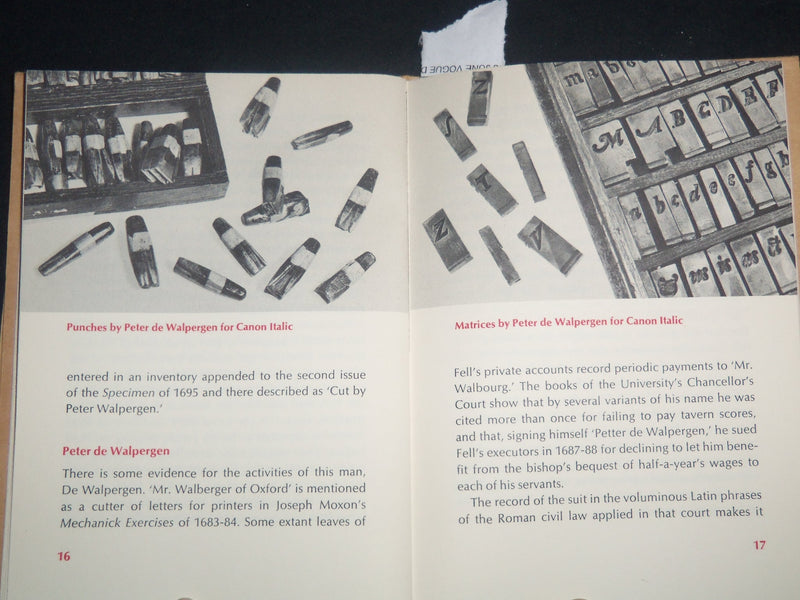 1968 THE FELL TYPES BOOK BY HARRY CARTER - OXFORD UNIVERSITY PRESS - J 9215
