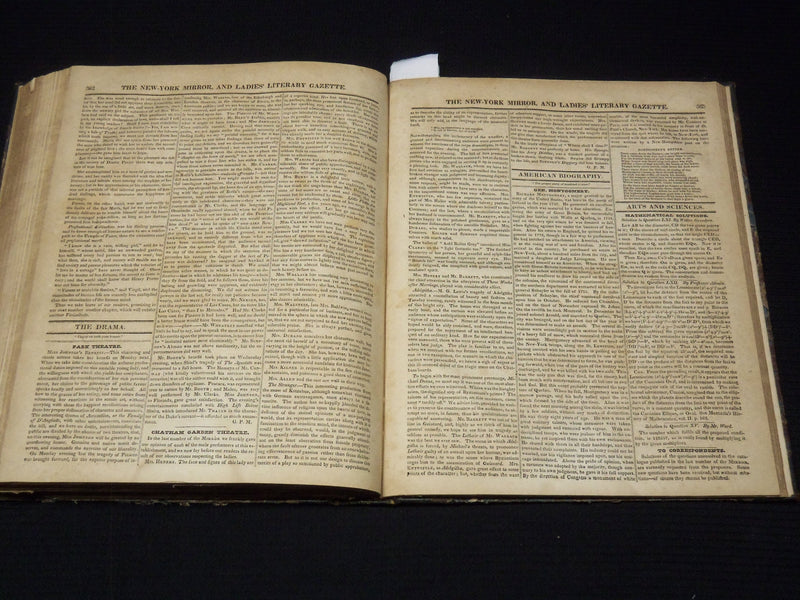1823-1824 NEW YORK MIRROR AND LADIES GAZETTE BOUND VOLUME NO. 1 - R 89F