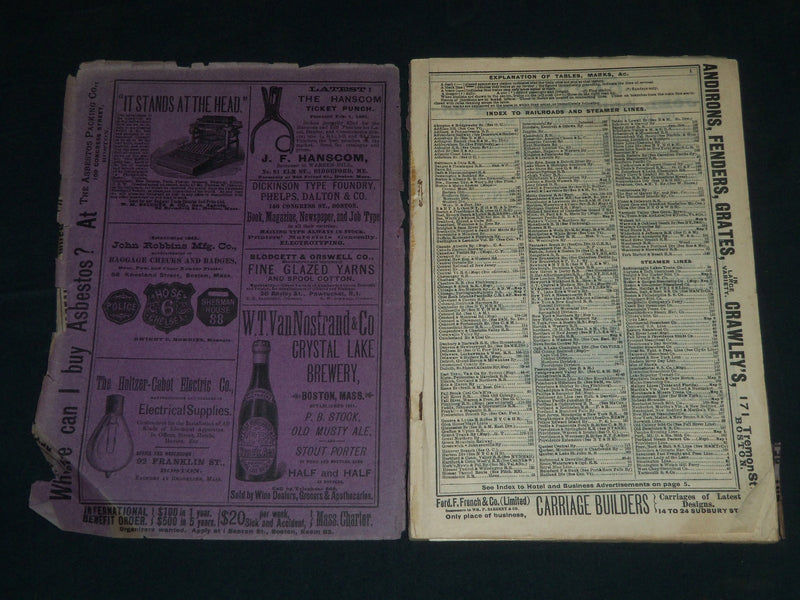 1891 AUGUST ABC THE PATHFINDER RAILWAY GUIDE - J 4297