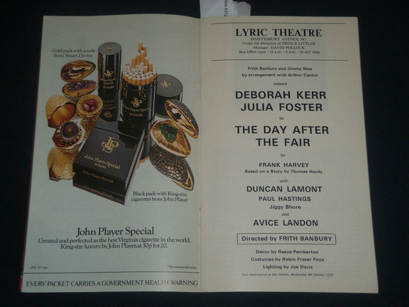1972 THE DAY AFTER THE FAIR LYRIC THEATRE PROGRAM - FRANK HARVEY - J 4286