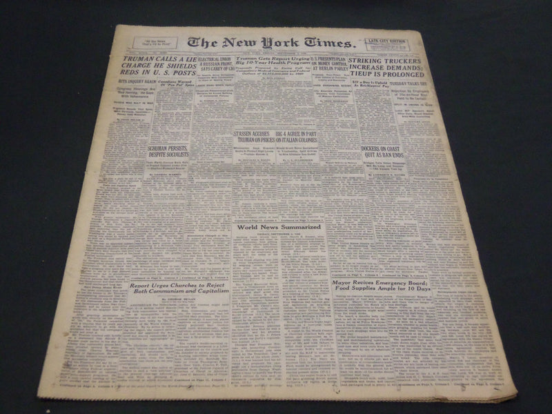 1948 SEPTEMBER 3 NEW YORK TIMES - STRIKING TRUCKERS INCREASE DEMANDS - NT 4401