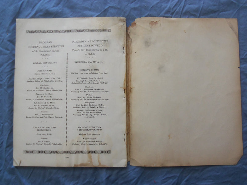 1941 ST. STANISLAUS PARISH YEARBOOK - PHILADELPHIA, PA - POLISH TEXT - YB 3395