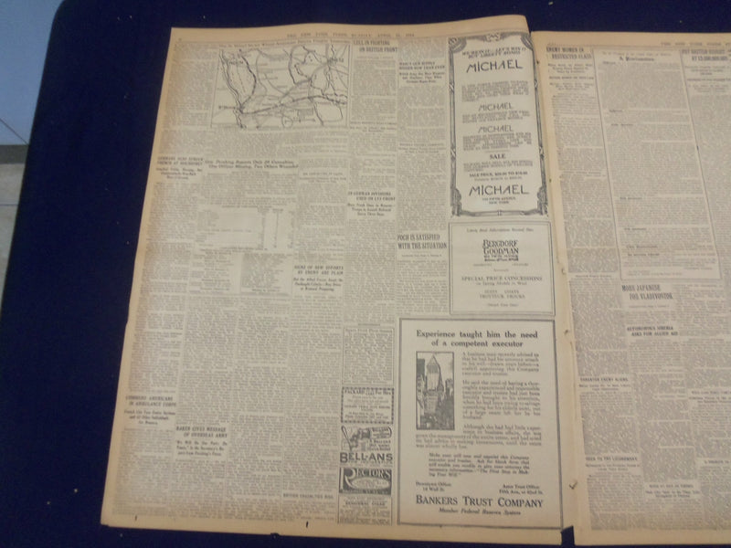 1918 APRIL 21 NEW YORK TIMES - GERMAN ATTACK REPULSED BY AMERICANS - NT 8221