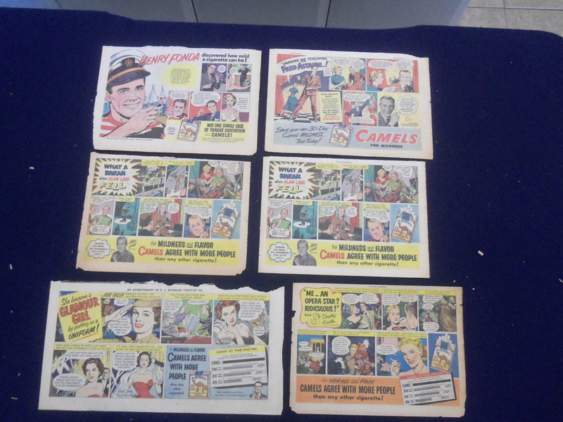 1950'S MOVIE STAR CAMELS COLOR COMICS ADS - LOT OF 6 - NP 5266