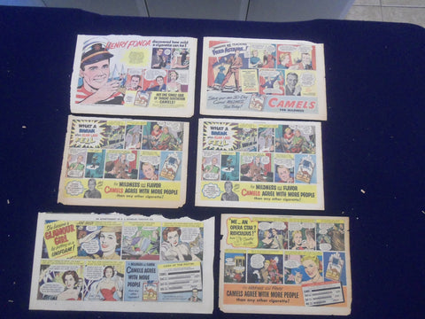 1950'S MOVIE STAR CAMELS COLOR COMICS ADS - LOT OF 6 - NP 5266