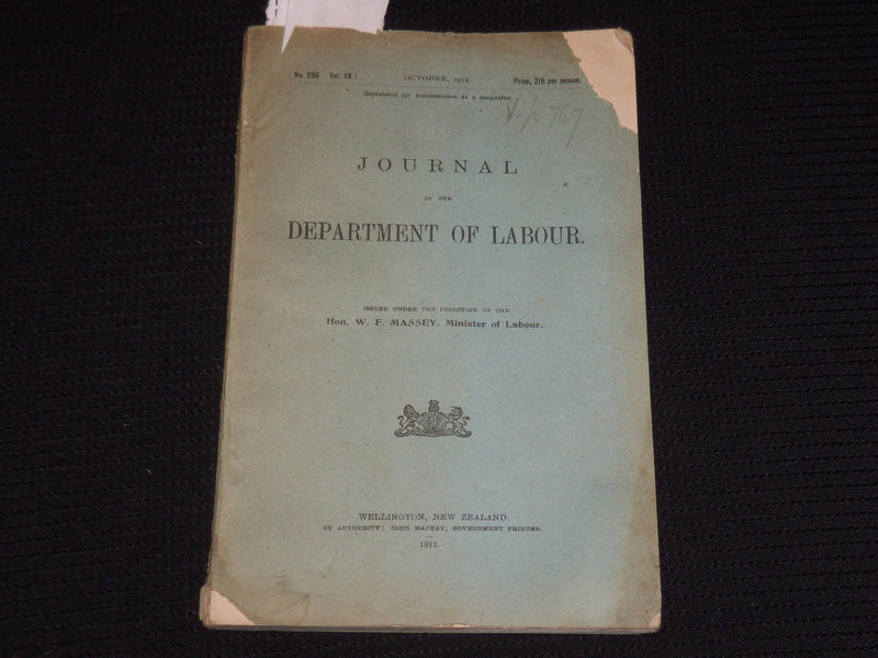 1912 OCTOBER JOURNAL OF THE DEPARTMENT OF LABOUR MAGAZINE - K 43