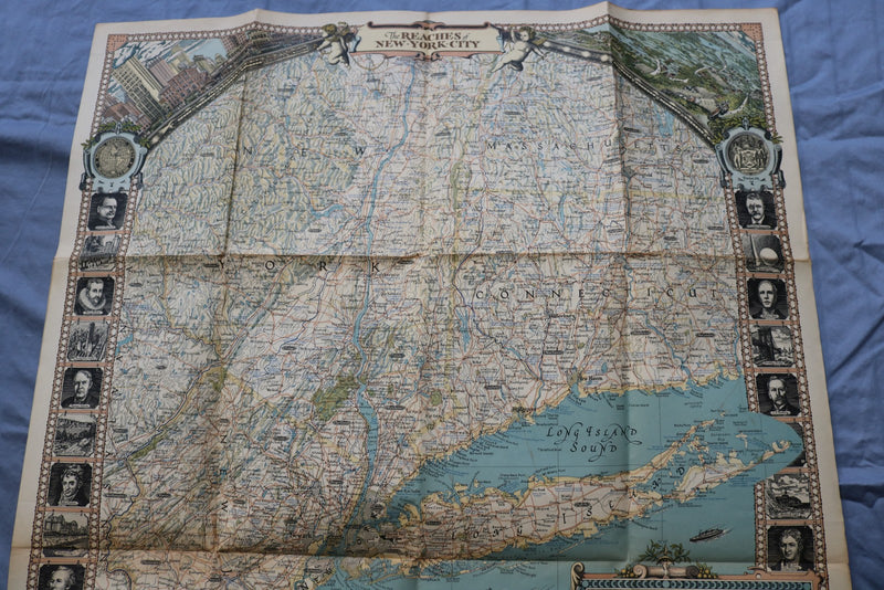 1939 THE REACHES OF NEW YORK CITY FOLDING MAP - K 3207