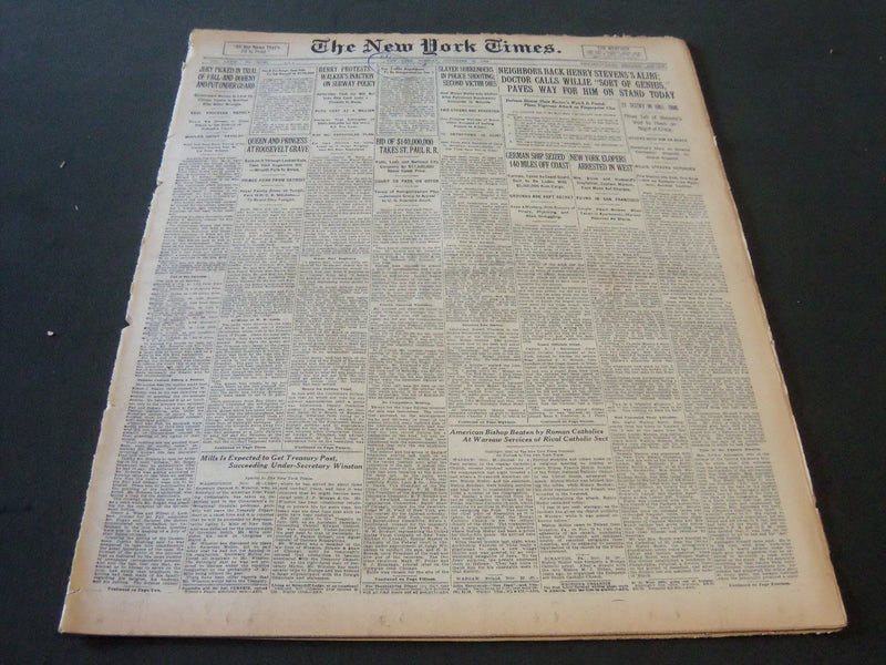 1926 NOVEMBER 23 NEW YORK TIMES - NEIGHBORS BACK HENRY STEVEN'S ALIBI - NT 6531