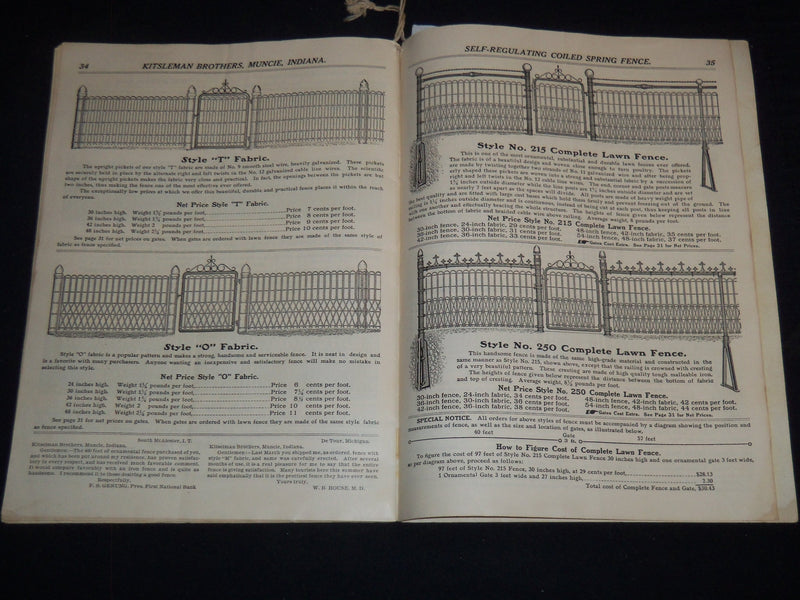 1910'S KITSELMAN BROTHERS FENCE CATALOG NO. 33 - MUNCIE, INDIANA - J 9142
