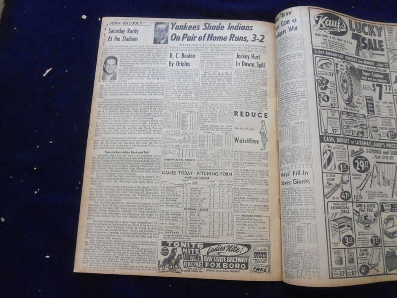 1958 JUNE 19 BOSTON RECORD AMERICAN NEWSPAPER - ELIZABETH TAYLOR - NP 6267