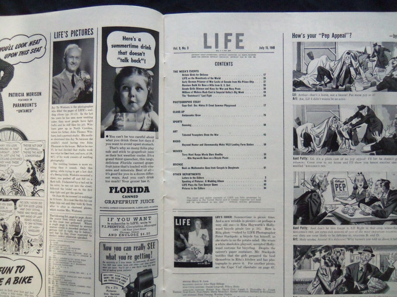 1940 JULY 15 LIFE MAGAZINE - RITA HAYWORTH - L 191