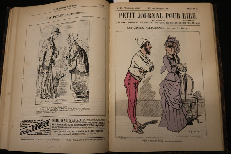 1890'S PETIT JOURNAL POUR RIRE FRENCH MAGAZINE VOLUMES LOT OF 2 - VOLUME 1 NO. 1