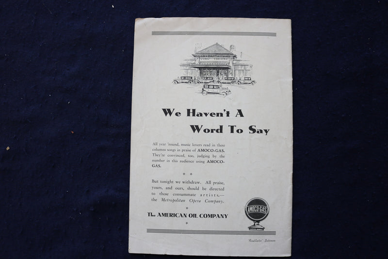 1930 APRIL AIDA -METROPOLITAN OPERA CO. PROGRAM - PONSELLE-PINZA-TIBBETT- K 1698