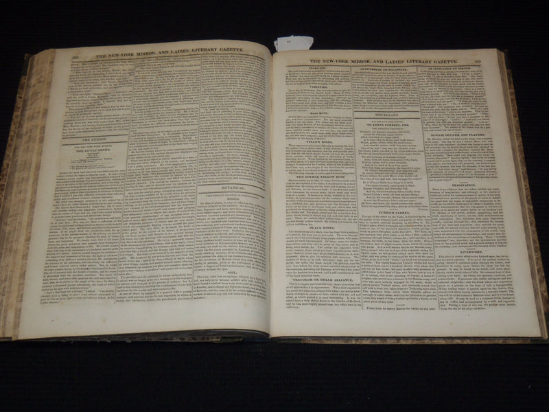 1827-1828 NEW YORK MIRROR AND LADIES GAZETTE BOUND VOLUME - R 89D