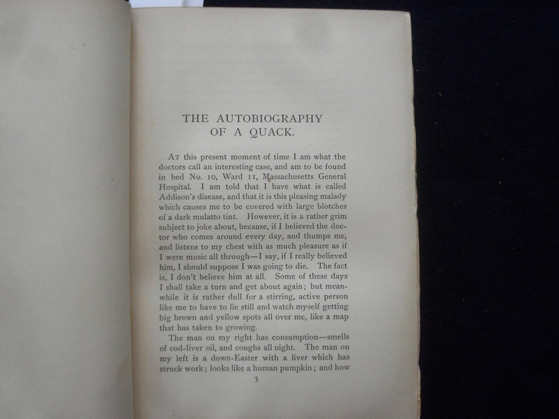 1901 THE AUTOBIOGRAPHY OF A QUACK HARDCOVER BOOK BY WEIR MITCHELL, MD - KD 8920