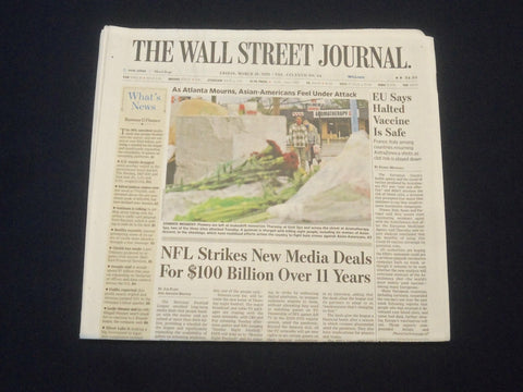 2021 MARCH 19 THE WALL STREET JOURNAL-EU SAYS HALTED ASTRAZENECA VACCINE IS SAFE