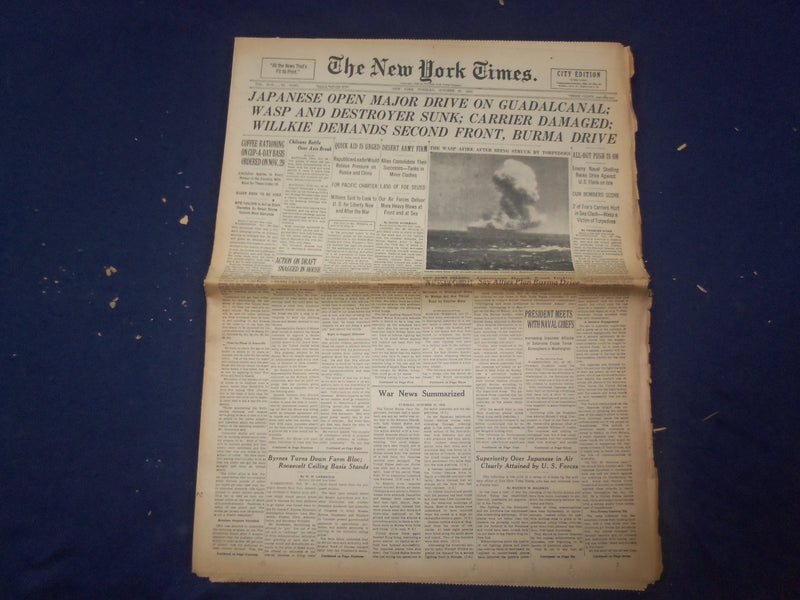 1942 OCT 27 NEW YORK TIMES - JAPANESE OPEN MAJOR DRIVE ON GUADALCANAL - NP 6510