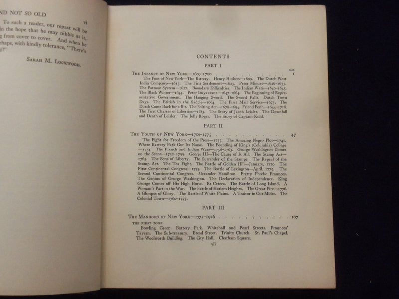 1926 NEW YORK NOT SO LITTLE AND NOT SO OLD HARDCOVER BOOK-SARAH LOCKWOOD-KD 8693