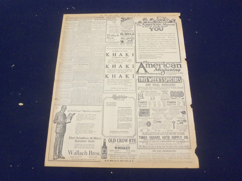 1918 AUGUST 16 NEW YORK TIMES - BRITISH TAKE TWO TOWNS ABOVE ROYE - NT 9209