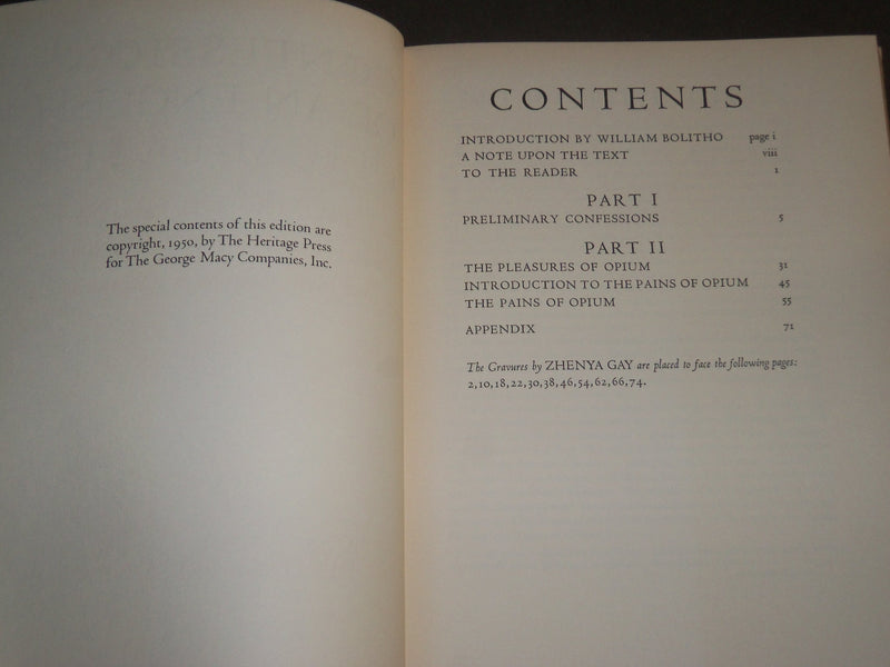 1950 CONFESSIONS OF AN ENGLISH OPIUM-EATER BOOK BY THOMAS DE QUINCEY - KD 4926