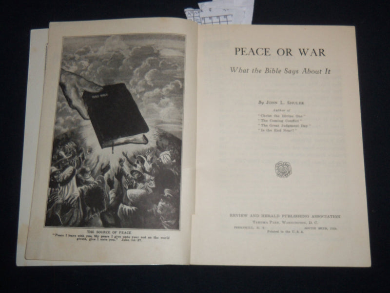 1930 PEACE OR WAR WHAT THE BIBLE SAYS ABOUT IT BOOK - J 9298