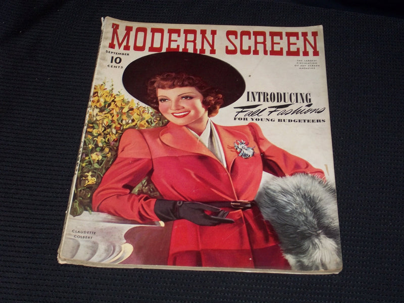 1940 SEPTEMBER MODERN SCREEN MAGAZINE - CLAUDETTE COLBERT FRONT COVER - E 1563