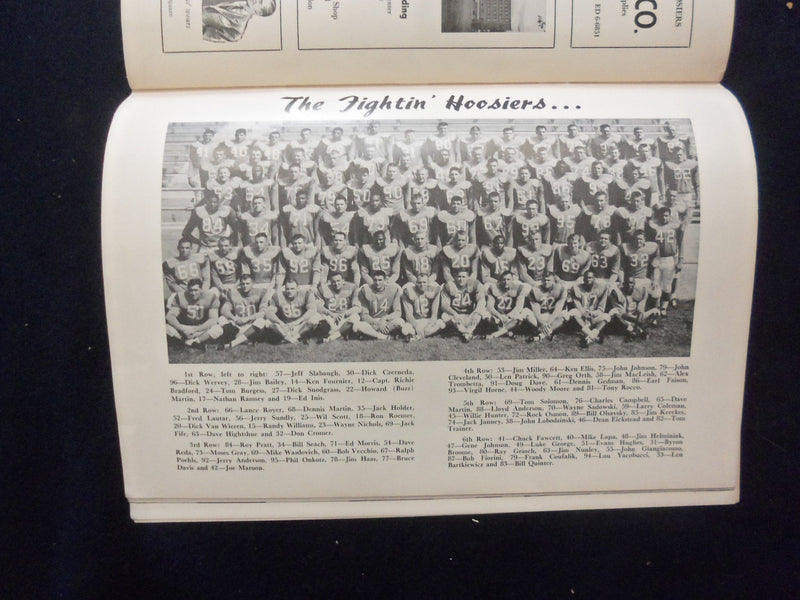 1960 OCT 22 FOOTBALL PROGRAM - INDIANA VS. MICHIGAN STATE-HERB ADDERLEY-SP 5454W