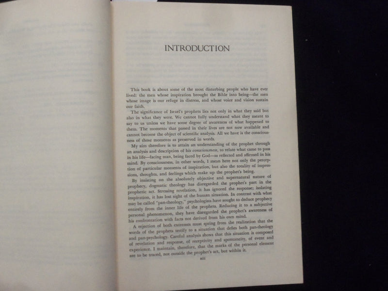 1962 THE PROPHETS HARDCOVER BOOK BY ABRAHAM J. HESCHEL - FIRST EDITION - KD 8938