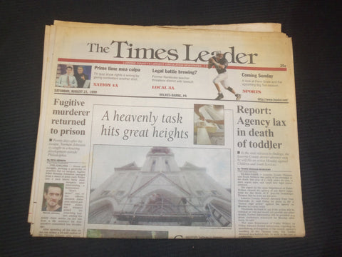 1999 AUGUST 21 WILKES-BARRE TIMES LEADER - MURDERER NORMAN JOHNSTON - NP 7476