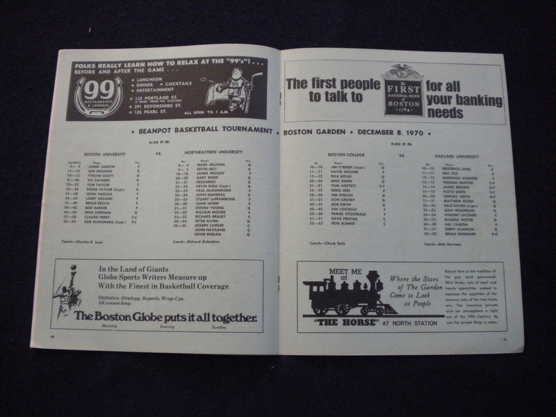 1970 DEC 1 & 8 BEANPOT INTERCOLLEGIATE HOCKEY TOURNAMENT PROGRAM - SP 3624F