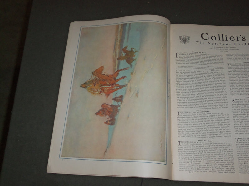1911 JANUARY 21 COLLIER'S MAGAZINE - FREDERICK REMINGON PAINTING - F 585